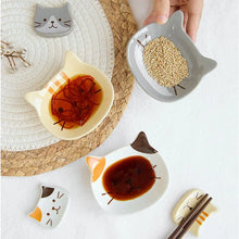 Load image into Gallery viewer, Cute Cat Soy Sauce Dish | Japanese Ceramic Dipping Bowls for Sushi - 1 Pc