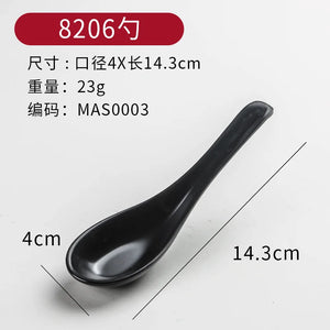 Black Asian Soup Spoons | Japanese Melamine Set - 1/5/10 Pc