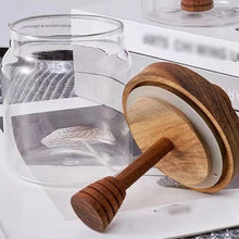 Load image into Gallery viewer, Sealed Glass Honey Jar with Dipper and Wooden Lid - 1 Set