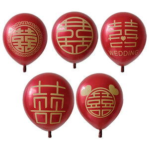 Chinese Wedding Balloons Supplies | Red Happiness Decoration - 10 PC set