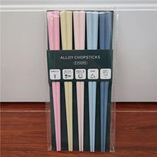 Load image into Gallery viewer, Blue Japanese Multicolor Chopsticks Set | Luxury Alloy - 5 Pairs