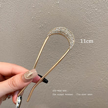 Load image into Gallery viewer, Gold Jewel Moon Metal Hair Sticks for Bun | U-shaped Pins Clips for Styling - 1 Pc