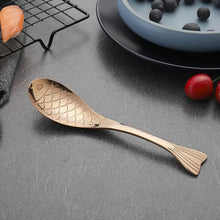 Load image into Gallery viewer, Fish Asian Soup Spoon | Rose Gold Silver Rainbow Cute Japanese Stainless Steel  - 1 Pc