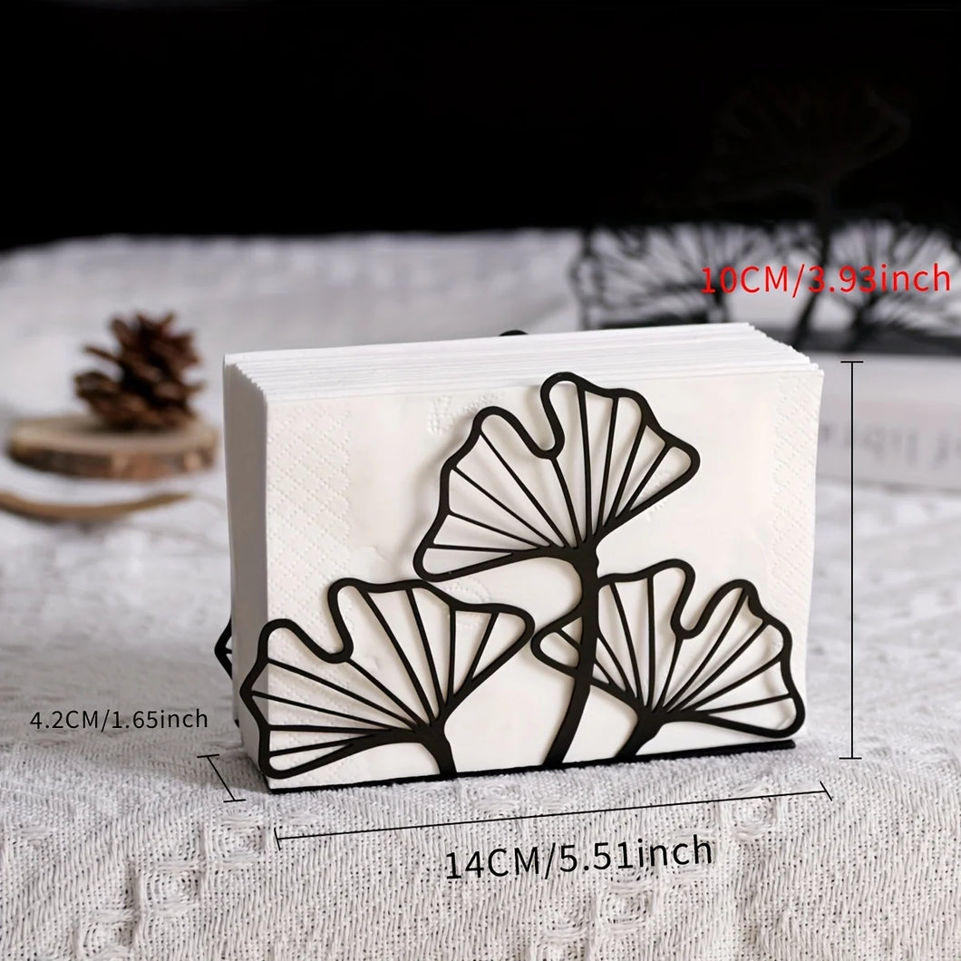 Black Ginkgo Leaf Napkin Holder | Metal Tissue Holders for Table - 1 Pc