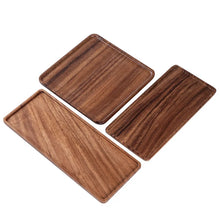 Load image into Gallery viewer, Walnut Wooden Serving Tray | Brown Square Rectangular Platter - 1 Pc