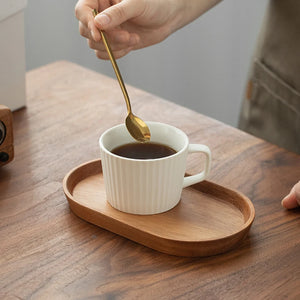 Rounded Rectangle Wooden Serving Tray | Small Brown Wood Platter - 1 Pc