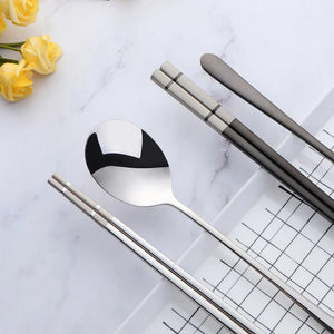 Korean Stainless Steel Metal Chopsticks & Spoon Set in Various Colors| 1 Pair Set