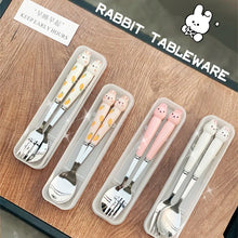 Load image into Gallery viewer, Cute Rabbit Spoon Fork Chopsticks with Case | Stainless Steel Travel Utensil Set