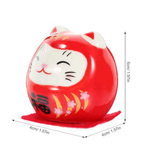 Load image into Gallery viewer, Cute Lucky Cat Daruma Doll | Japanese Ceramic Mini Figurine Wish Toys - 5 Pc Set