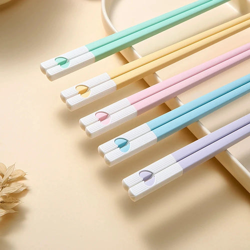 Cute Heart Colorful Japanese Chopsticks | Reusable Tableware - 5 Pairs