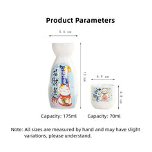 Load image into Gallery viewer, Japanese Painting Sake Set | Tokkuri Bottle and 2 Ceramic Cups - 3 Pc Set