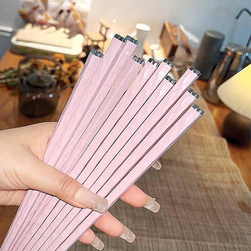 Kawaii Pink Chopsticks Set | Non-slip Chinese Tableware - 5 Pairs