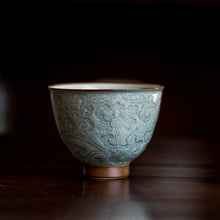 Load image into Gallery viewer, Lotus Chinese Tea Cup | Embossed Crackle Glaze Ceramic Master Cup – 95ml