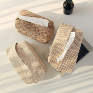 Nordic Linen Tissue Box Cover | Cotton Cloth Paper Holder - 1 Pc