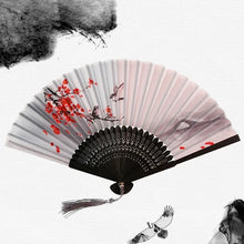 Load image into Gallery viewer, Red Chinese Silk Folding Wood Fan with Tassel | Lunar New Year Gifts - 1 Pc