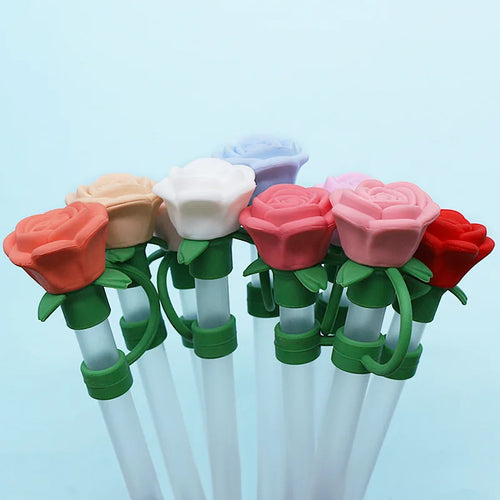 Rose Flower Straw Toppers | Silicone Stanley Cap Covers - 1 Pc