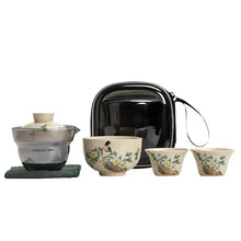 Load image into Gallery viewer, Bird &amp; Flowers Chinese Travel Tea Set with Portable Case - 4 Pc