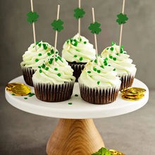 Load image into Gallery viewer, Green Clover Fancy Toothpicks | St Patricks Day Shamrock Party Picks - 100 Pc