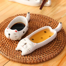 Load image into Gallery viewer, Cute Cat Ceramic Small Dish | White Japanese Soy Sauces Bowl - 1 Pc