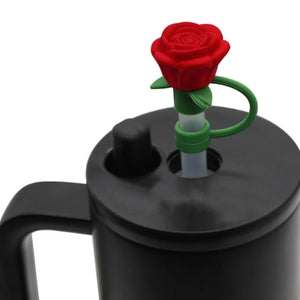 Rose Flower Straw Toppers | Silicone Stanley Cap Covers - 1 Pc