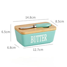 Load image into Gallery viewer, Cute Butter Dish | Colorful Bamboo Lid and Knife Holder Ceramic - 1 Set