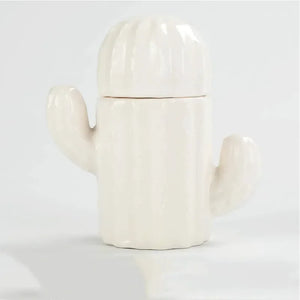 Ceramic Cactus Toothpick Holder | Green Jar with Lid - 1 Set