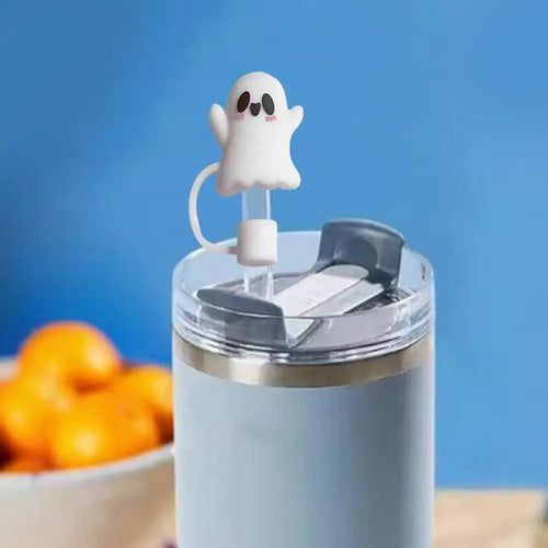 Cute Ghost Halloween Straw Toppers | Silicone Stanley Covers - 1 Pc