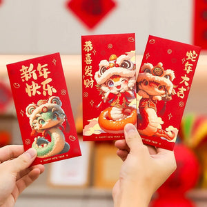 Illustrated Sanke Red Money Envelope (Hong Bao) | Lunar New Year Gifts 2025 - 1 Set