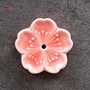 Cherry Blossom Ceramic Incense Holder | Cute Sakura Flower Stick Burners - 1 Pc