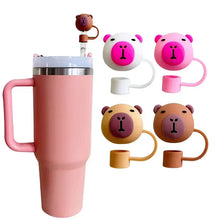 Load image into Gallery viewer, Cute Capybara Straw Toppers | Reusable Silicone Covers Cap - 1 Pc