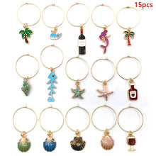 Load image into Gallery viewer, Beach Theme Wine Glass Markers | Drink Charms - 15 Pc Set