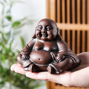 Buddha Tea Pet | Handmade Tea Figurine Yixing Purple Clay Ornament - 1 Pc