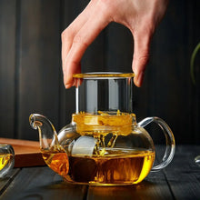 Load image into Gallery viewer, Clear Glass Teapot with Infuser on Stove | High Borosilicate Kettle