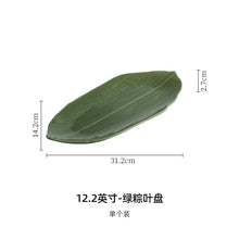 Load image into Gallery viewer, Bamboo Leaf Sushi Plates | Green Japanese Ceramic Rectangular Platter - 1 Pc