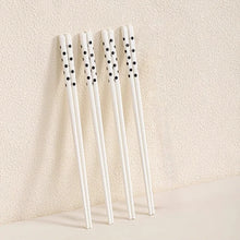 Load image into Gallery viewer, White Polka Dot Ceramic Chopsticks | Luxury Chinese Spotted Set - 2/4 Pairs