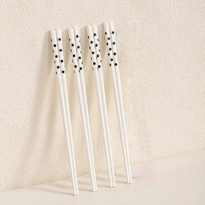 White Polka Dot Ceramic Chopsticks | Luxury Chinese Spotted Set - 2/4 Pairs