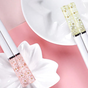 Amber Sakura Japanese Pink Cute Chopsticks | Floral Cherry Blossom with Antibacterial Anti-Slip 1 Pc