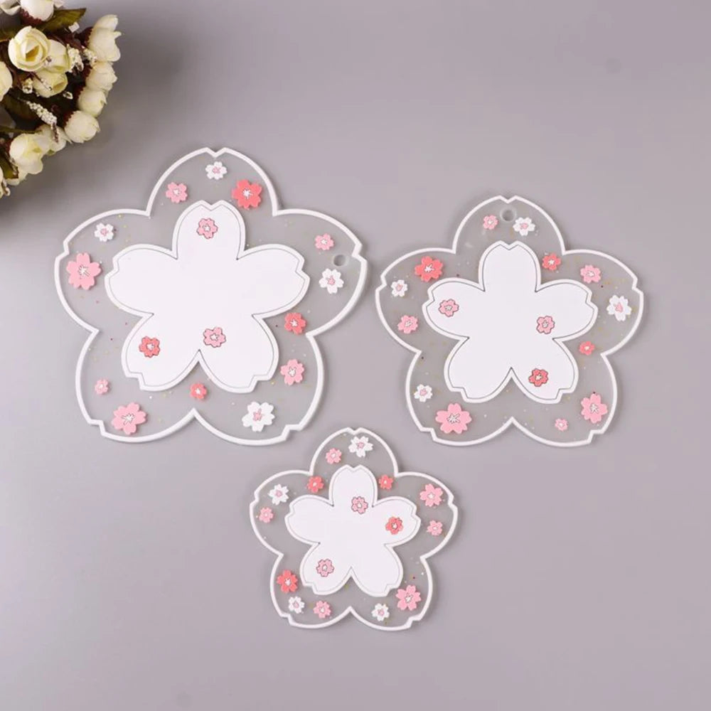 Pink Sakura Cute Coasters for Drinks | Japanese Cherry Blossom Mats - 1 Pc