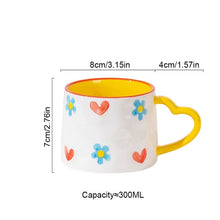 Load image into Gallery viewer, Painted Heart Handle Cute Mugs | Ceramic Coffee Cups - 1 Pc