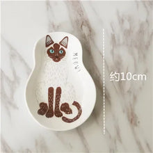 Load image into Gallery viewer, Illustrated Cat Sauce Dish | Cute Ceramic Japanese Sushi Dipping Bowl - 1 Pc