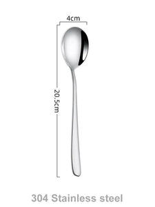 Korean Metal Asian Soup Spoon | Long Handle Stainless Steel - 1 PC