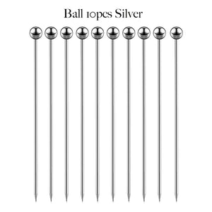 Black Cocktail Picks | Metal Toothpick Skewers - 10 Pc Set