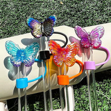 Load image into Gallery viewer, Cute Butterfly Straw Toppers | Silicone Stanley Cover Cap - 1 Pc