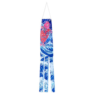 Koi Fish Inspired Koinobori | Red & Blue Japanese Carp Windsock Flag Kite - 1 Pc