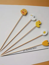 Load image into Gallery viewer, Yellow Duck Fancy Toothpicks | Easter Decorative Fruit Skewers - 20 Pc