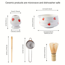 Load image into Gallery viewer, Strawberry Matcha Bowl Tea Set | Cute Fruit Japanese Whisk Holder