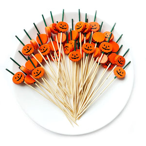 Halloween Fancy Toothpicks | Disposable Appetizer Cocktail Skewers - 100 Pc