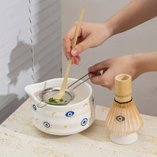 Load image into Gallery viewer, Evil Eye Matcha Bowl Set | Tea Whisk Holder Sift Bamboo - 5 Pc