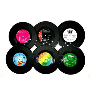 Retro Vinyl Record Cute Coasters | Music Drink Mats - 6 Pc Set