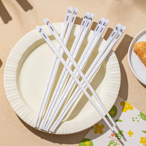 Cute Panda Chinese Chopsticks | White Metal Animal - 5 Pair Set
